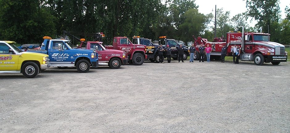 Row of tow trucks